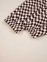 Checkered Drawstring Hoodie and Pants Set