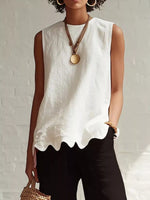 Full Size Scalloped Hem Sleeveless Tank Top Plus Size