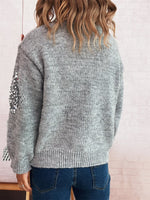 Sequined Diamond Pattern Oversized Sweater