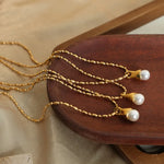 Titanium Steel Pearl Pendant Necklace