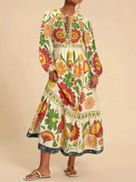 Floral Tie Waist Long Sleeve Dress