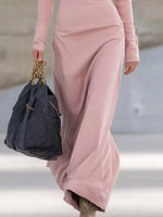 Zip Collar Long Sleeve Maxi Dress
