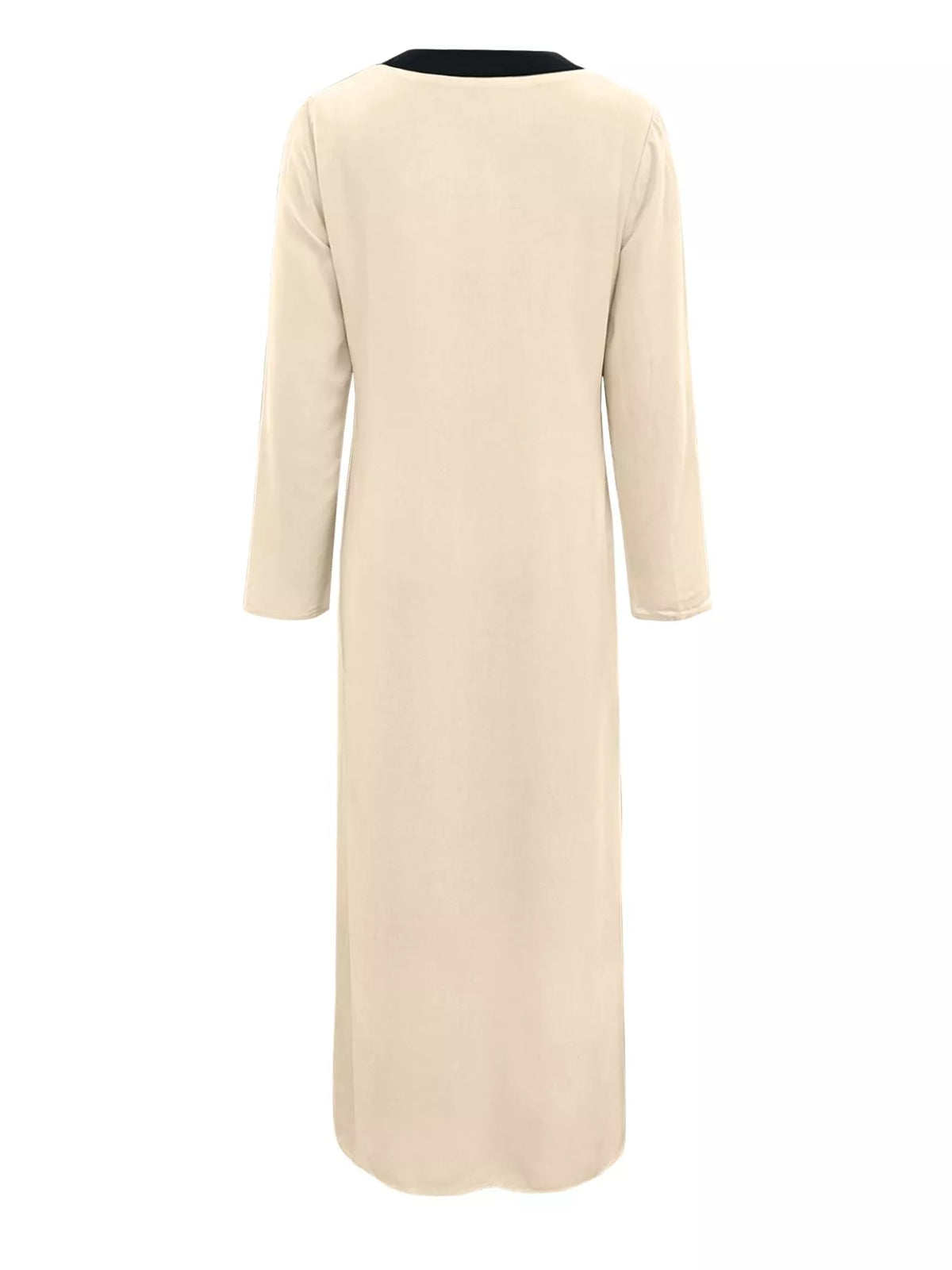 Contrast Trim Button-Down Midi Dress