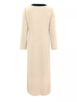 Contrast Trim Button-Down Midi Dress