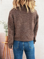 Button-Up Ribbed Hem Cardigan with Chest Pocket