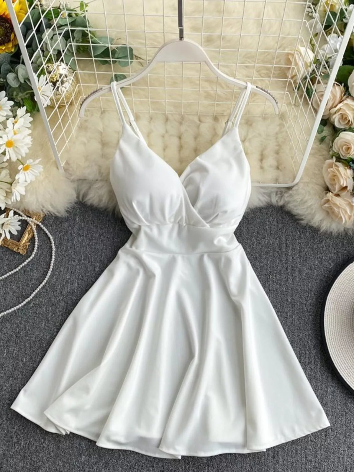 Surplice Spaghetti Strap Mini Dress
