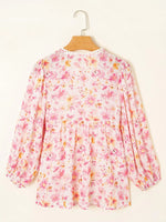 Floral Print Tassel Tie Smocked Puff Sleeve Blouse