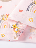 Children's Bunny & Rainbow Print Ruffle Sleeve T-Shirt