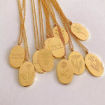 18K Gold-Plated Engraved Pendant Necklace