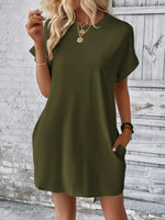 Short Sleeve Mini Tee Dress with Pockets