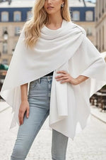 Draped Knitted Split Cape Shawl with Strap