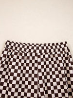 Checkered Drawstring Hoodie and Pants Set