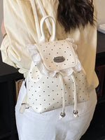 Polka Dot Lace Trim Backpack Bag