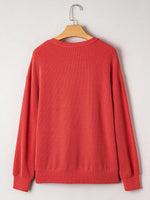 Merry Twisted Rib Christmas Loose Long Sleeve Top