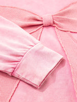 Mineral Wash Bow Patchwork Sweatshirt