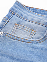 Whiskered Wash Raw Hem Cropped Jeans