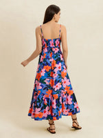 Smocked Back Ruffled Hem Printed Cami Dress
