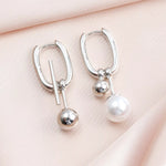 Asymmetrical Pearl Drop Hoop Earrings