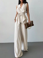 Sleeveless Top and Wide-Leg Pants Set