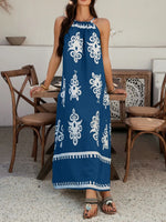 Devine Grecian Neck Printed Maxi Dress