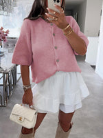 Short Sleeve Button-Down Cardigan