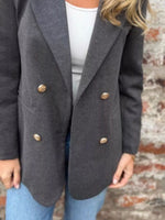 Full Size Double Breasted Long Sleeve Blazer Plus Size