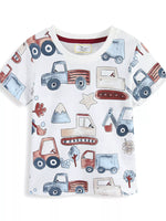 Children's Cartoon Truck Print Short Sleeve T-Shirt