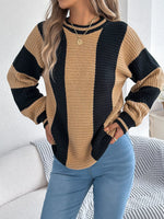 Color Block Round Neck Sweater