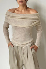 Off-Shoulder Long Sleeve Knit Top