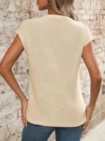 V-Neck Short Sleeve Knit Top