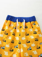 Children's Cartoon Construction Vehicle Print Casual Shorts