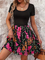 Floral Print Short Sleeve Mini Dress
