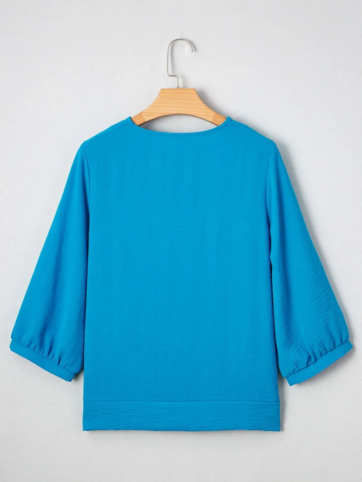Textured Frill Smocked V-Neck Blouse