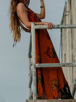Asymmetrical Hem Printed Halter Neck Dress