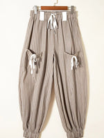 Stripe Drawstring Cargo Jogger Pants with Pockets