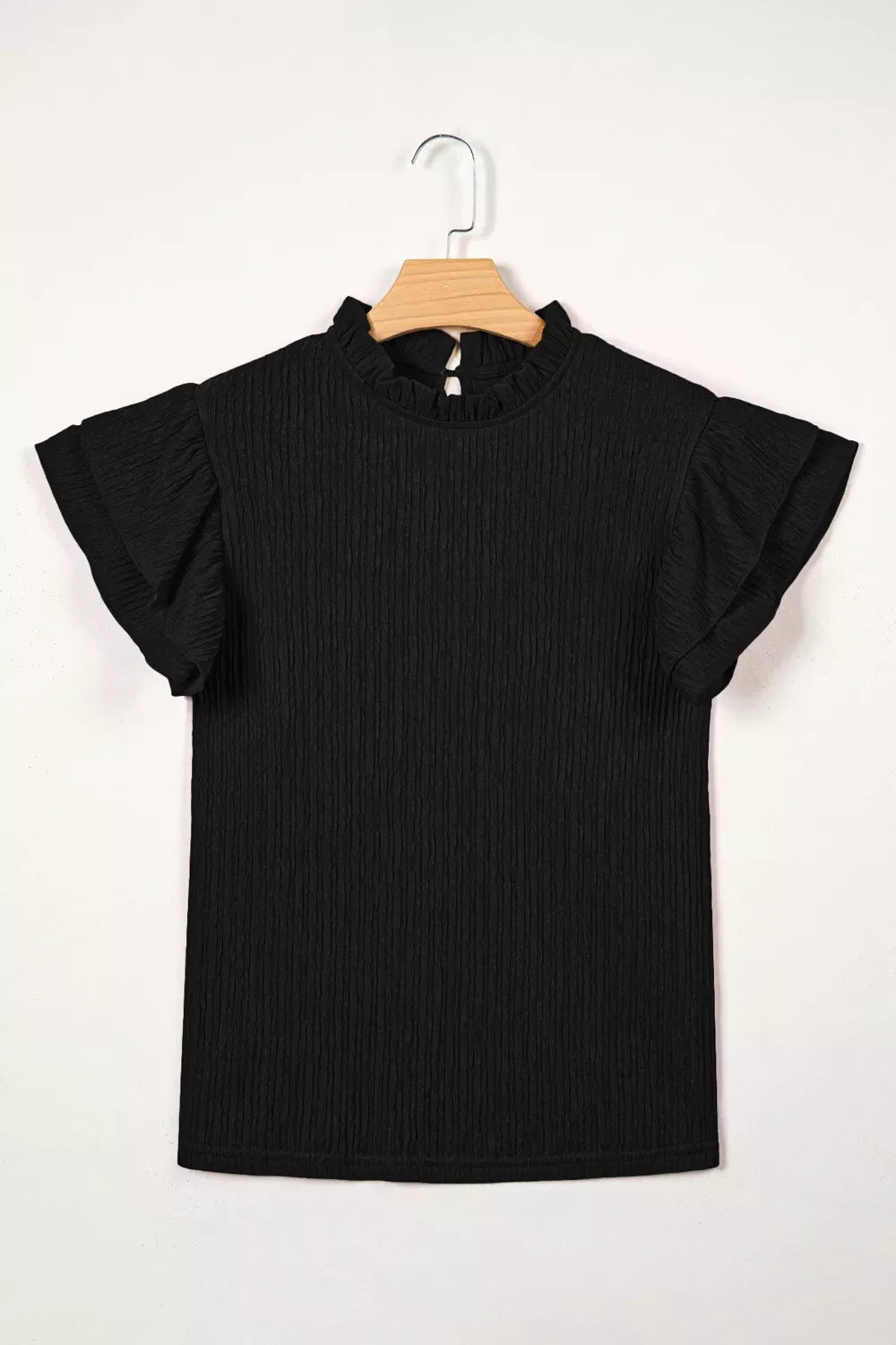 Ruffle Sleeve Textured Blouse