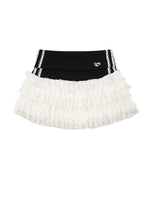 Layered Tulle Mini Skirt with Contrast Waistband