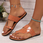 Crocodile-Embossed Thong Sandals