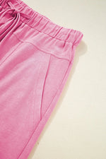 Mineral Wash Exposed Seam Drawstring High Waist Wide Leg Cargo Pants