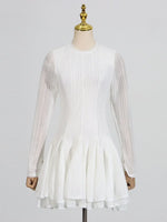 Layered Round Neck Long Sleeve Dress