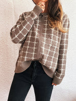 Plaid Pattern Zip Up Cardigan