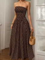 Polka Dot Strapless Maxi Dress