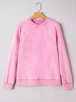 Mineral Wash Crossed Crew Neck Drop Shoulder Loose Sweatshirt