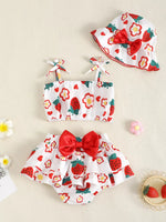 Children's Strawberry Print Cami and Skort Set with Hat