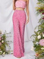 Sequin Embellished Wide Leg Pants