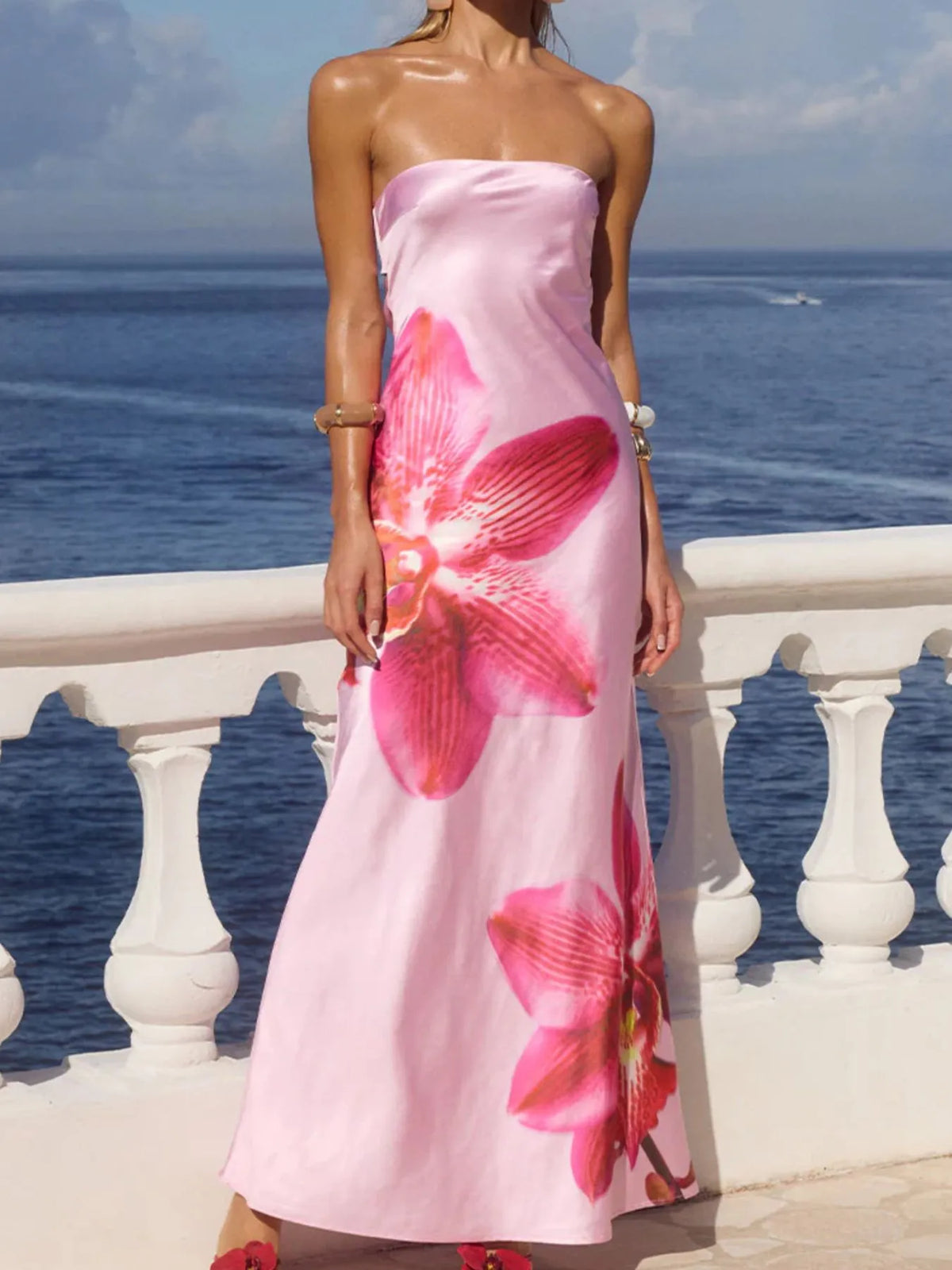 Printed Tube Maxi Dress