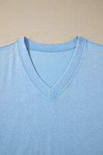 Casual V-Neck Short Sleeve Top and Skort Set