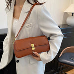 Rectangular Crossbody Bag with Golden Buckle