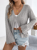 Openwork Tie-Front Knit Cardigan