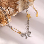 Two-Tone Bow Star Necklace